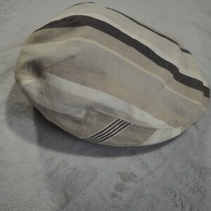 Anthony Peto Sz 57 Striped Beige and Black Men's Cap Hat 100% Cotton